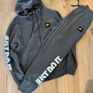 Nike Charcoal Tracksuit with 'Just Do It' Design